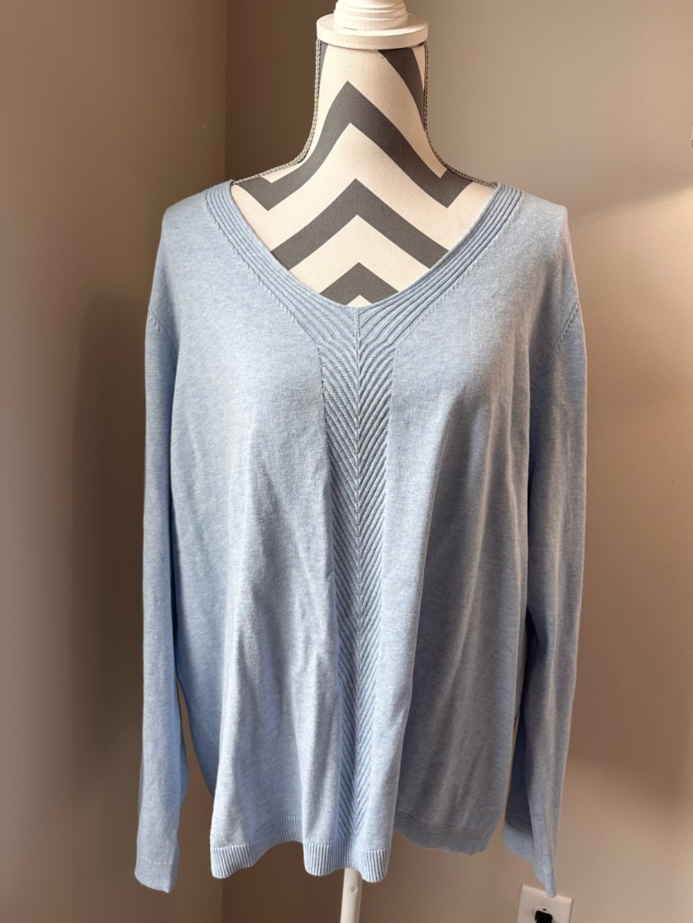 Talbots Sweater 3XL Cornflower Blue 100% Cotton Lightweight Knit Pullover NWT
